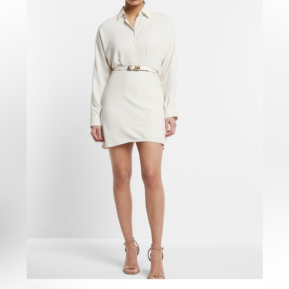 Cream express portofino longsleeve  Dress with Button Front